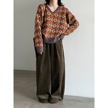 vintage jacquard knit cardigan & pullover　un2158