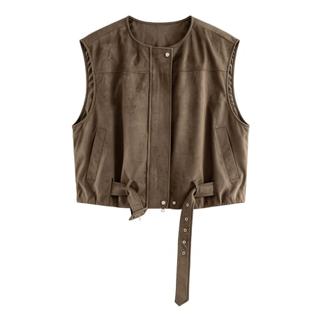 suede touch belted vest　/2color　un2160