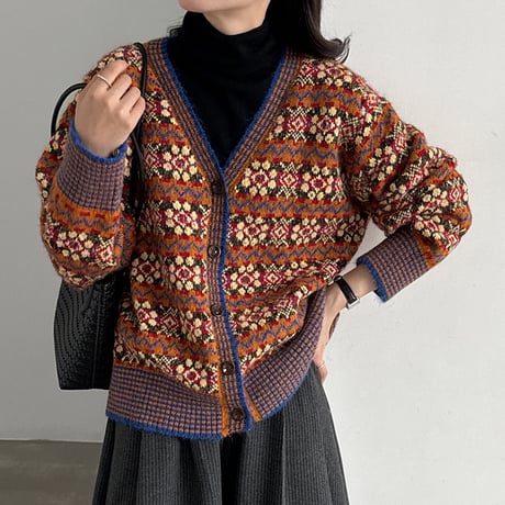 vintage jacquard knit cardigan & pullover　un2158