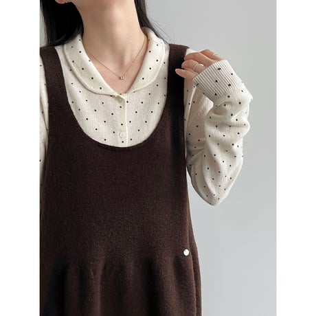 soft balloon knit jumper dress　/4color　un2186