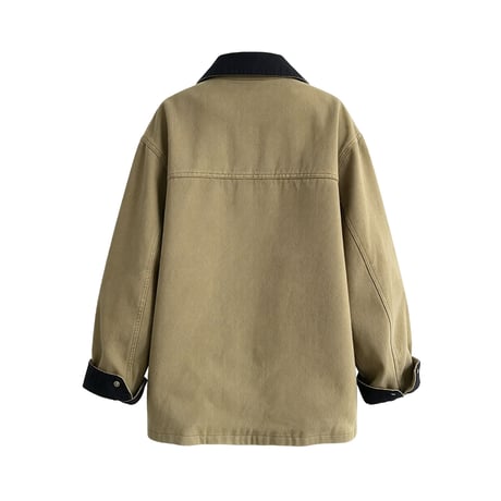 vintage washed contrast collar utility jacket 　/2color　un2165