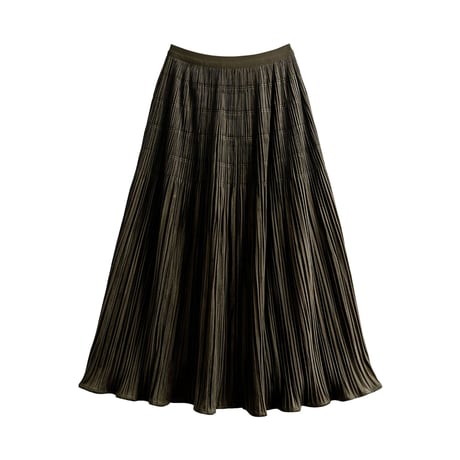 vintage pleated flare long skirt 　/3color　un2166