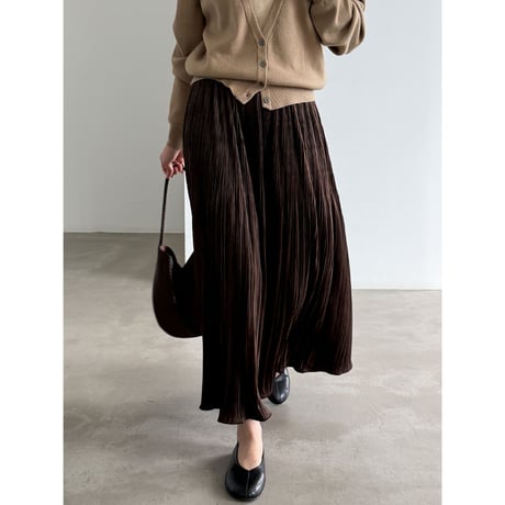 vintage pleated flare long skirt 　/3color　un2166