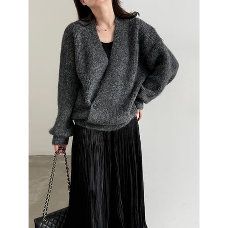 soft brushed v-neck knit cardigan　/3color　un2164