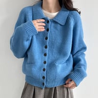 soft collar knit cardigan　/3color　un2156