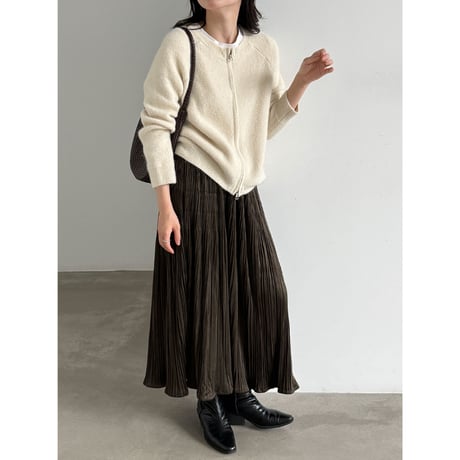 vintage pleated flare long skirt 　/3color　un2166