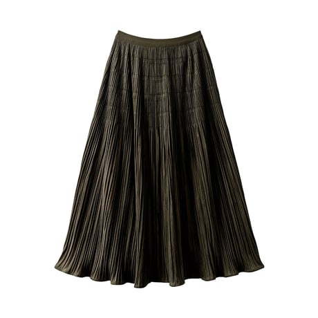 vintage pleated flare long skirt 　/3color　un2166