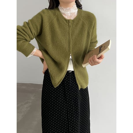 soft knit double zip cardigan　/4color　un2168