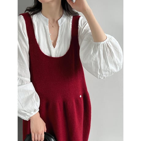 soft balloon knit jumper dress　/4color　un2186