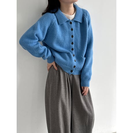 soft collar knit cardigan　/3color　un2156