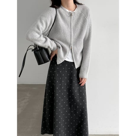 soft knit double zip cardigan　/4color　un2168
