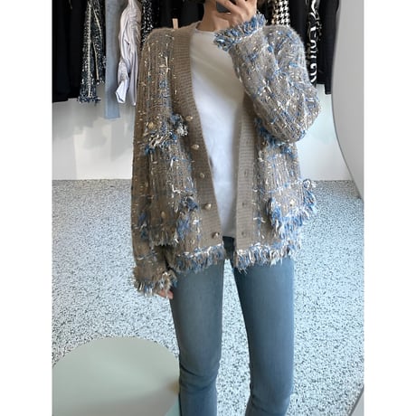 tweed knit cardigan /2color　NK2513