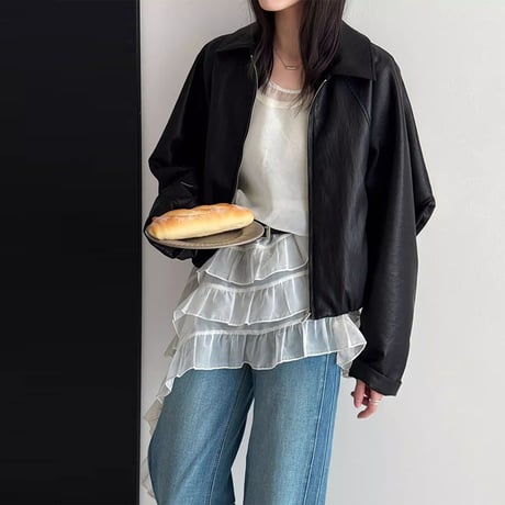 tiered ruffle sheer vest /2color　NK2290