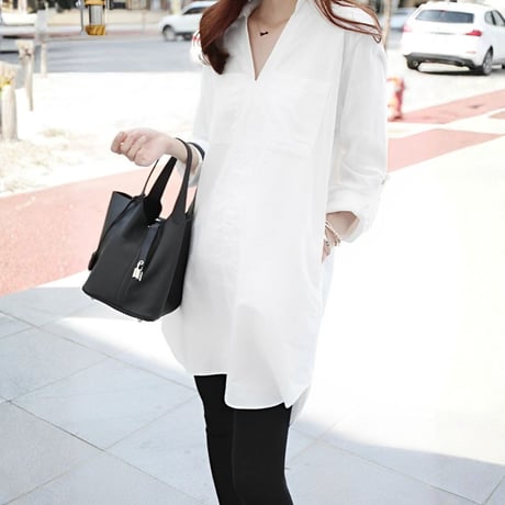 v-neck long shirt tunic　NK2524