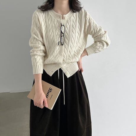 cable knit cardigan /4color　NK2627
