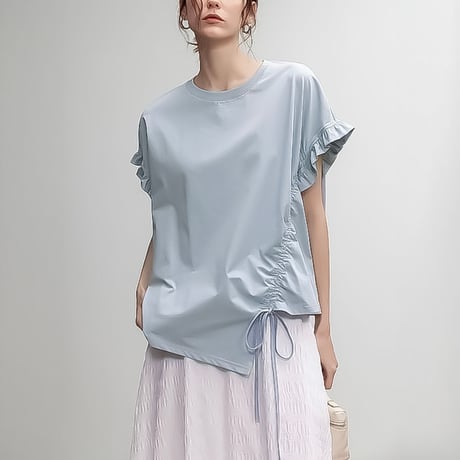 ruffle sleeve drawstring tee /3color　NK2243