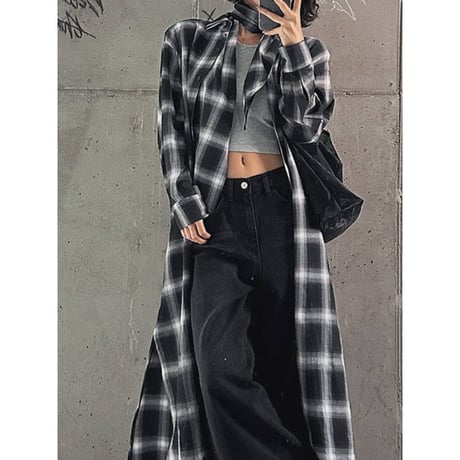 plaid shirt one piece　NK2672