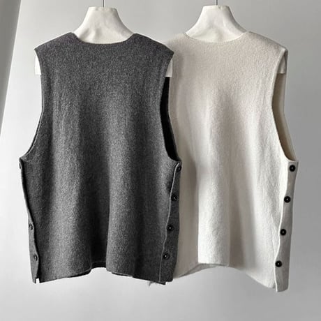 deep vneck knit vest /2color　NK2448