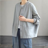 rib collar pockets cardigan /2color　NK2679