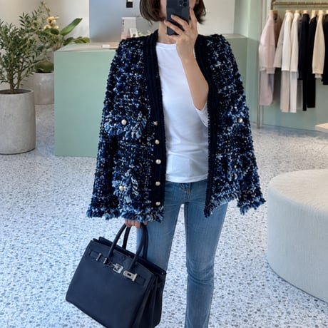 tweed knit cardigan /2color　NK2513