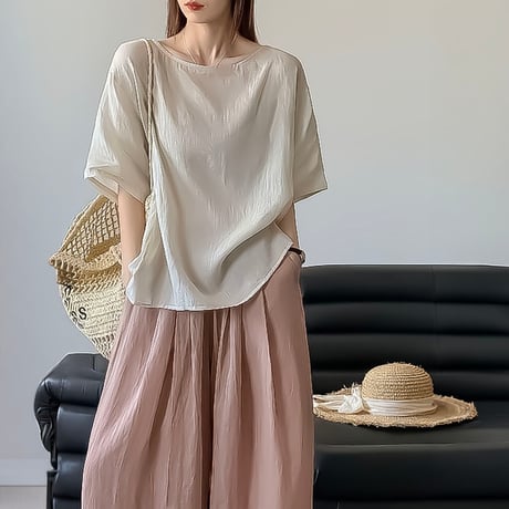 back ribbon relaxed blouse /3color　NK2397