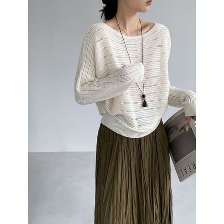 sheer knit dolman sleeve knit　NK2633