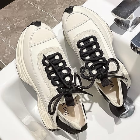 chunky sole contrast sneakers /2color　NK2218