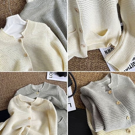 waffle knit cardigan　NK2636