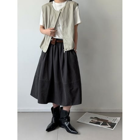 pouch belt flared skirt /3color　NK2559