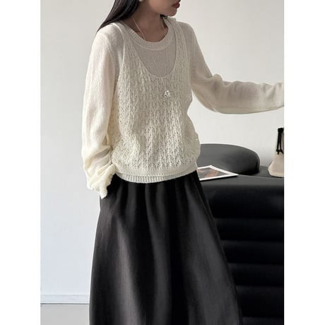 knit vest & pullover set /4color　NK2641