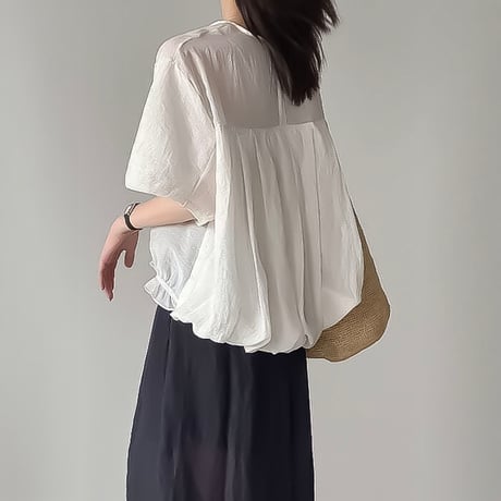 frill hem relaxed blouse /3color　NK2406