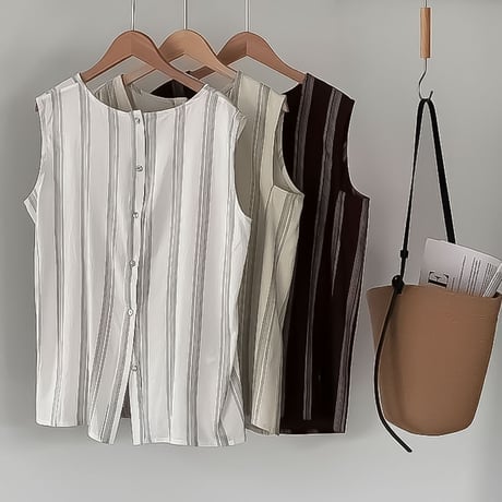 back button stripe sleeveless /3color　NK2403