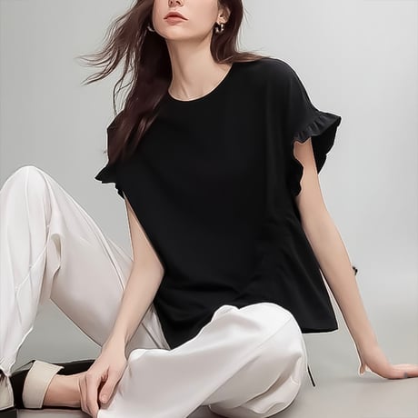 ruffle sleeve drawstring tee /3color　NK2243