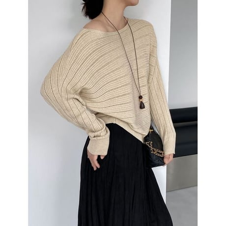 sheer knit dolman sleeve knit　NK2633