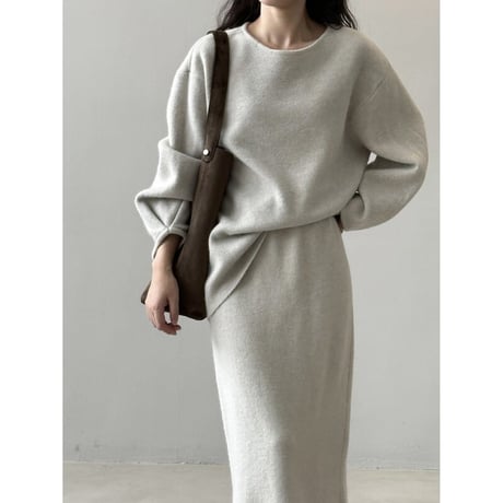 back button knit skirt set up /2color　NK2686