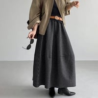 check print long skirt　NK2648