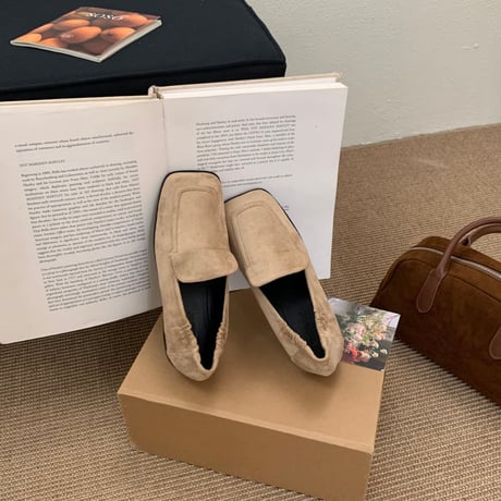 square toe suede-like flat shoes /3color　NK2702