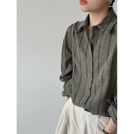 stripe relaxed loose shirt /2color　NK2655
