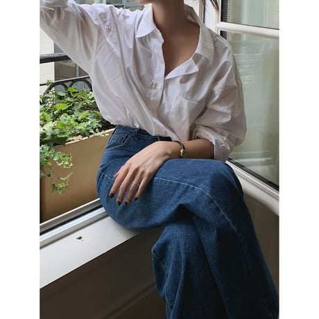 relaxed cotton long shirt /2color　NK2518