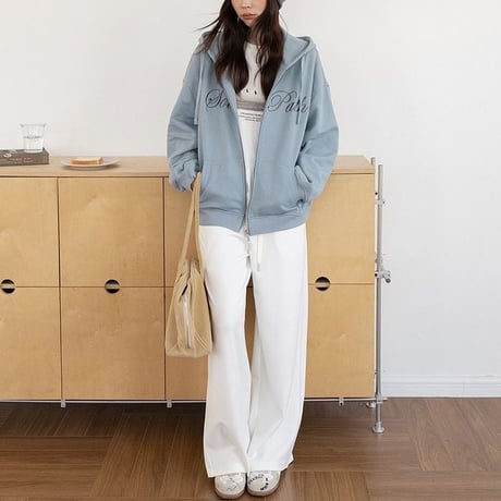 embroidered zip-up hoodie　NK2630