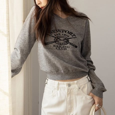front logo knit pullover　NK2606