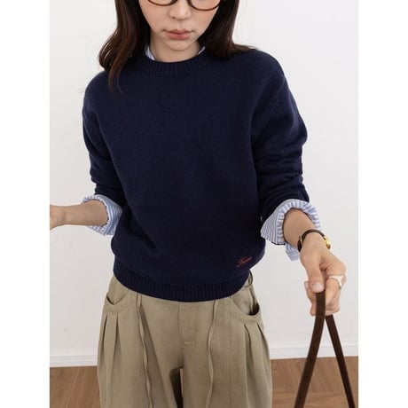 embroidered label knit pullover　NK2603