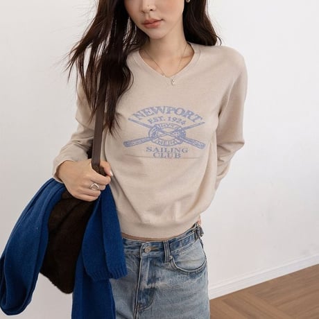 front logo knit pullover　NK2606