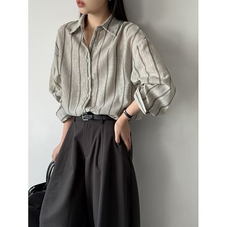 stripe relaxed loose shirt /2color　NK2655