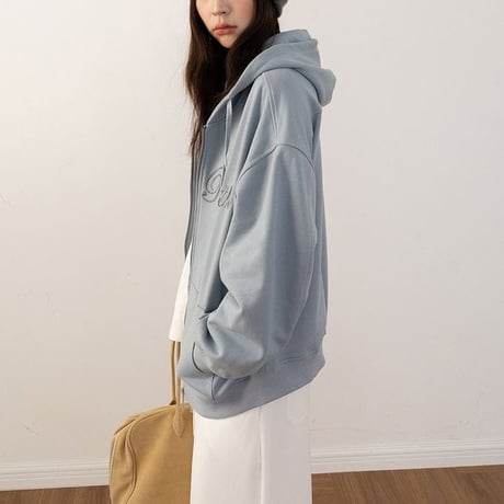 embroidered zip-up hoodie　NK2630