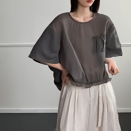 frill hem relaxed blouse /3color　NK2406