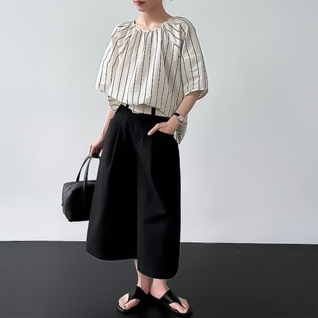 back button stripe blouse　NK2401
