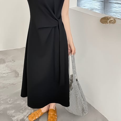 twist knot relaxed maxi dress /2color　NK2394