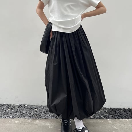 gathered high waist balloon skirt /2color　NK2697