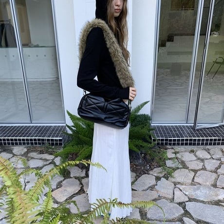 faux fur strap boston bag /2color　NK2580